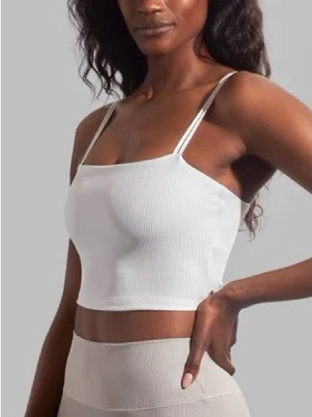 Buffbunny Collection Material Girl Ribbed Tank Bone Shade - Cropped Size Small